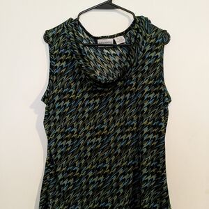 Kathy Ireland Green and Black Houndstooth Tank Top